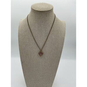 Vintage Gold Tone Purple Heart Pendant Necklace